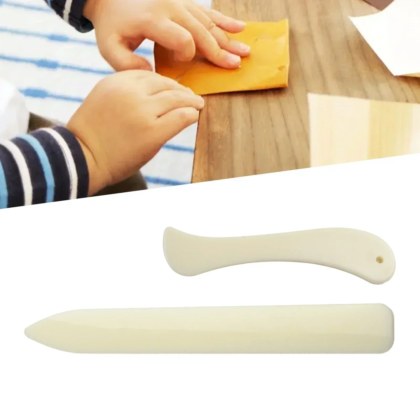 New 2pcs Set Bone Folder Craft Tools Pastic Open Leather Folding Creasing Paper  Scraper Craft Paper Tool Imitation Cattle Bone