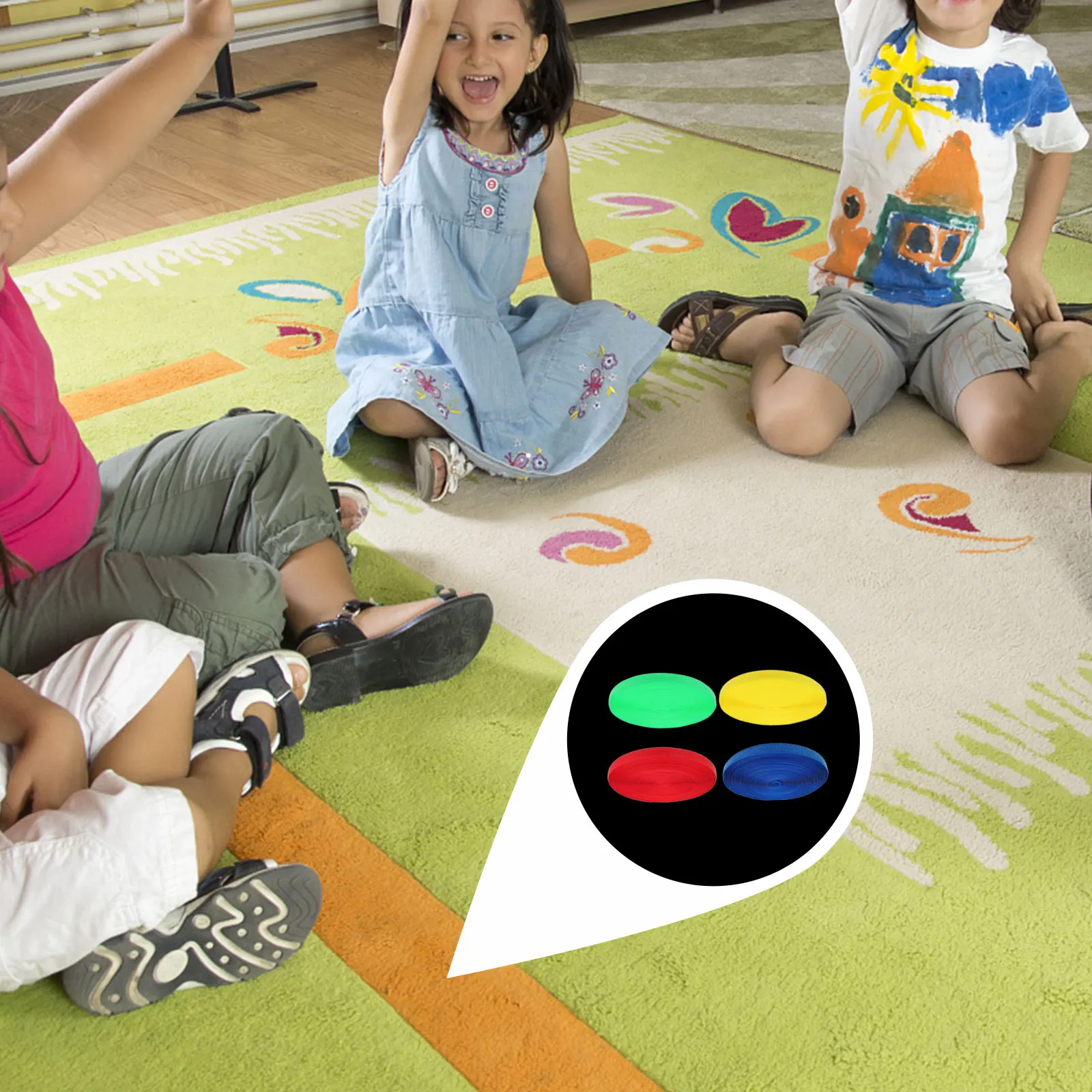 

4pcs 4 Rolls 60% Nylon Wear Resistant Carpet Markers Floor Stickers Preschool Kindergarten Classroom Fun Teaching Accessories