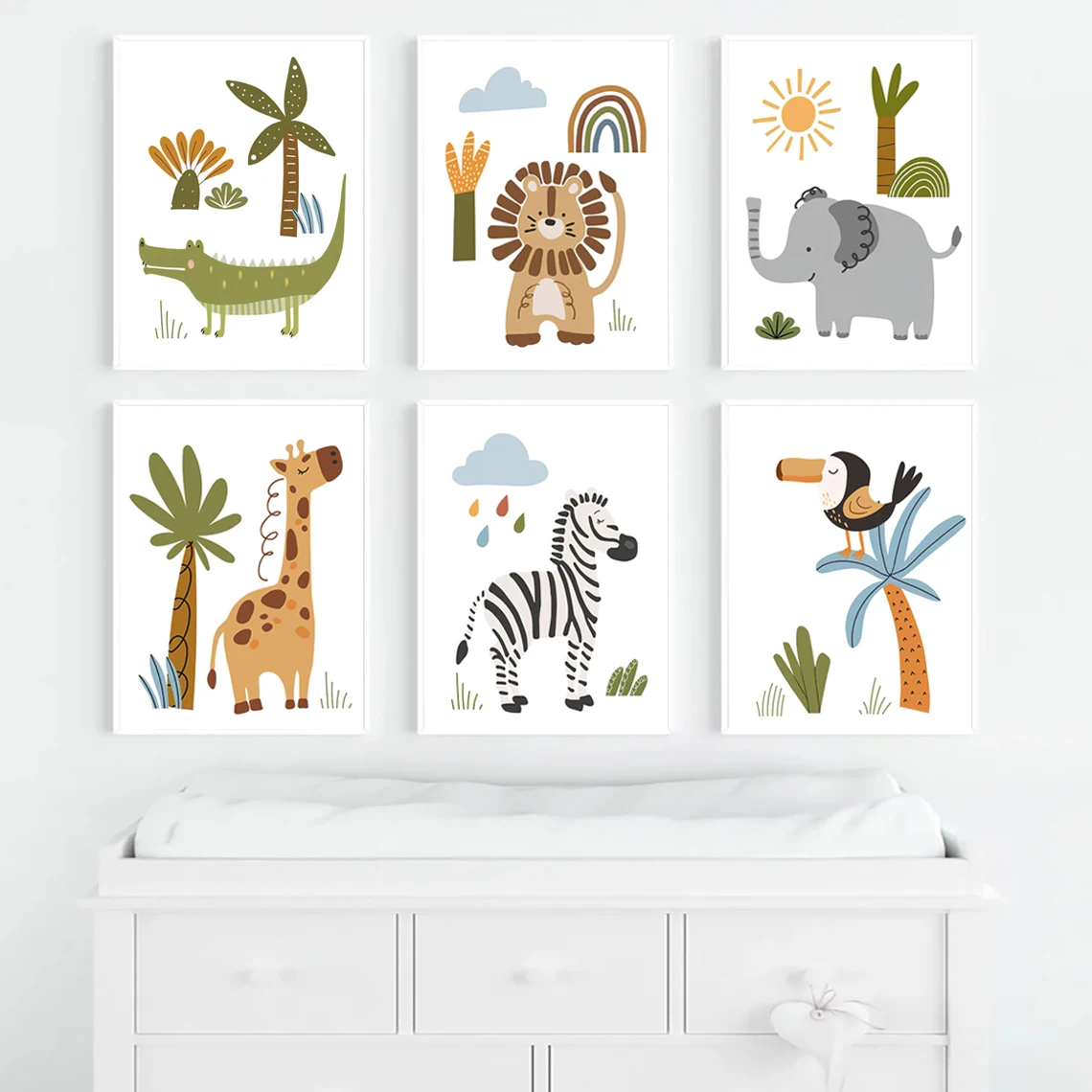 

Giraffe Lion Zebra Safari Nursery Wall Art Print Jungle Animal Canvas Painting Nordic Poster Wall Pictures Baby Kids Room Decor