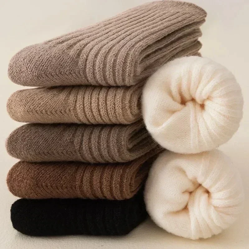 Thermal Thicken Wool Cashmere Long Sock for Women Homewear Sleeping Warm Crew Socks Women Socks Autumn Winter Calcetines Mujer image 3