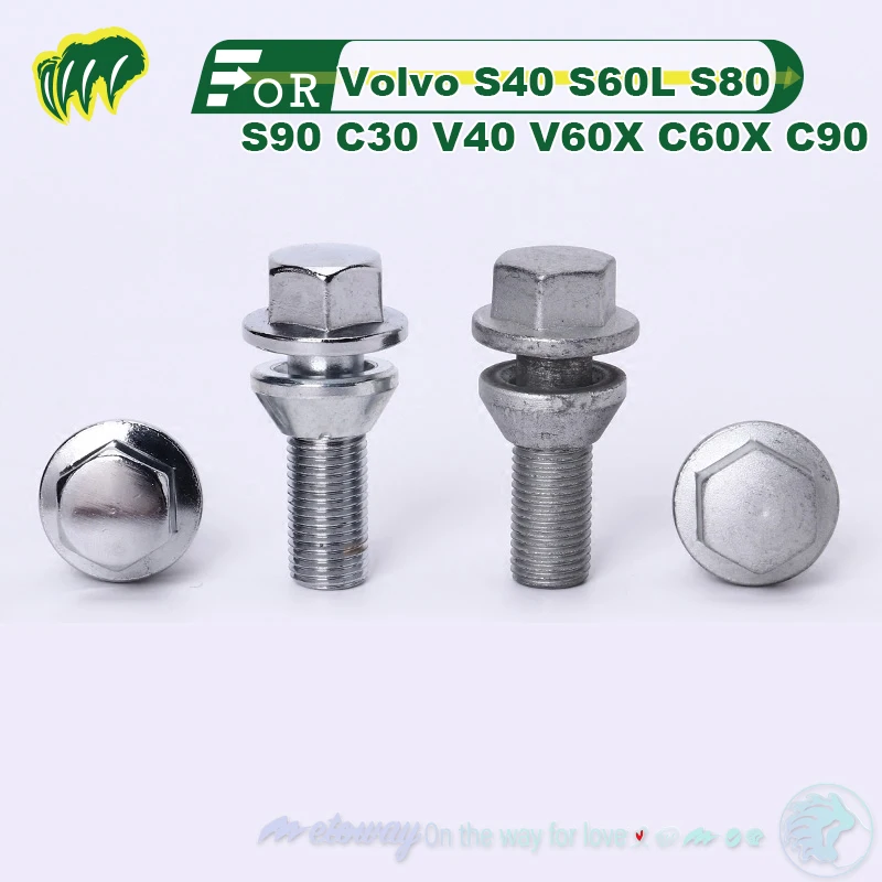 For Volvo S40 S60L S80 S90 C30 V40 V60X C60X C90 Tire Screws Wheel Hub Nuts End Nut Wheel Nut Wheel Bolts