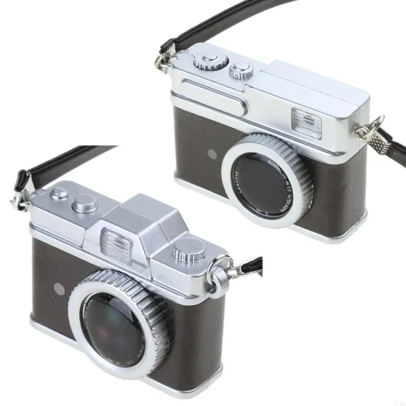 57EE 1:12 Dollhouse Mini Vintage Camera with Belt Model DIY Keychain Pendant