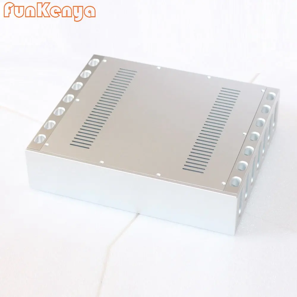 D358 W430 H100 Heatsink DIY Aluminum Enclosure Audio Player Chassis Tube Amplifier Shell DAC Case Rear Panel Cabinet Decoder Box