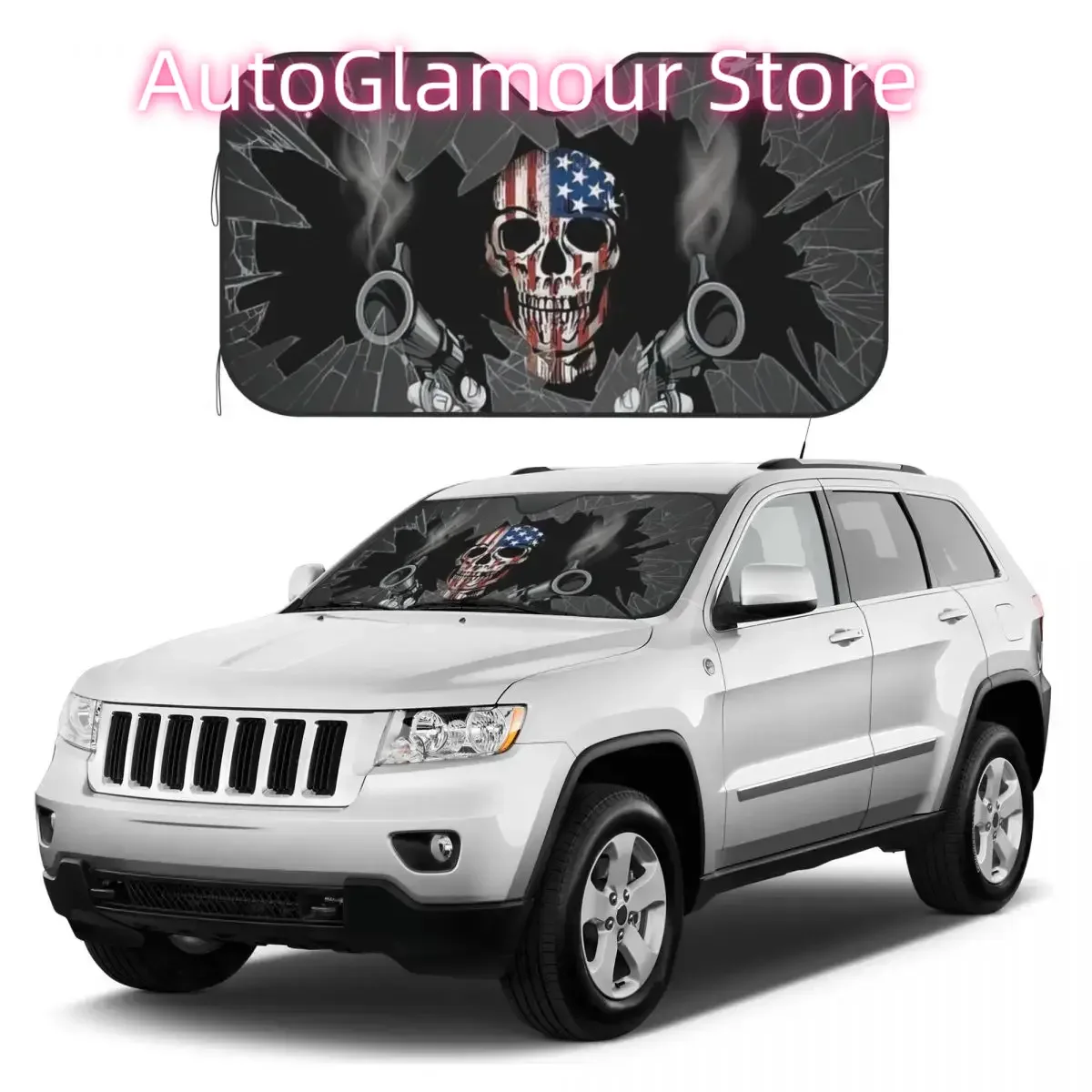 

Funny Skeleton Skull Car Windshield Sunshade Foldable Horror Skull Auto Front Window Sunshield SUV Trucks Vehicle Block UV Rays
