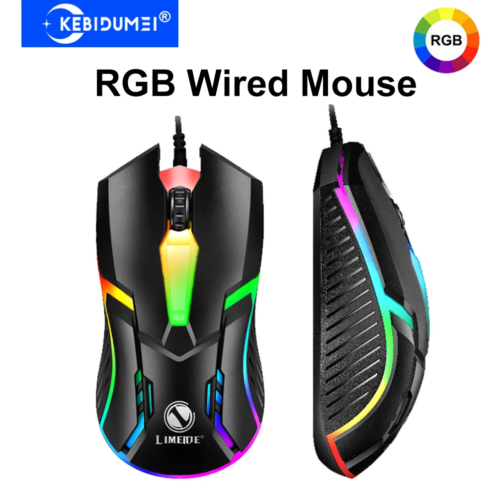 USB Wired Mouse RGB Colorful Backlit E-Sports Gaming Mouse Wired Mice Office Mouse For PC Desktop Laptop Computer Windows iOS