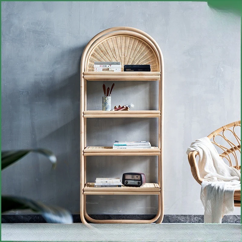 minimalist full vine shelf floor storage curved bookcase shelf living room shelf