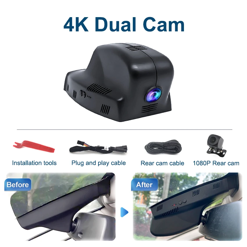 Voor Bmw 3 5 7X3X5 E46 E60 E90 E70 E71 E81 E81 E83 E84 F01 F10 Voor En Achter 4K Dash Cam Voor Auto Camera Dashcam Wifi Wifi Auto Dvr