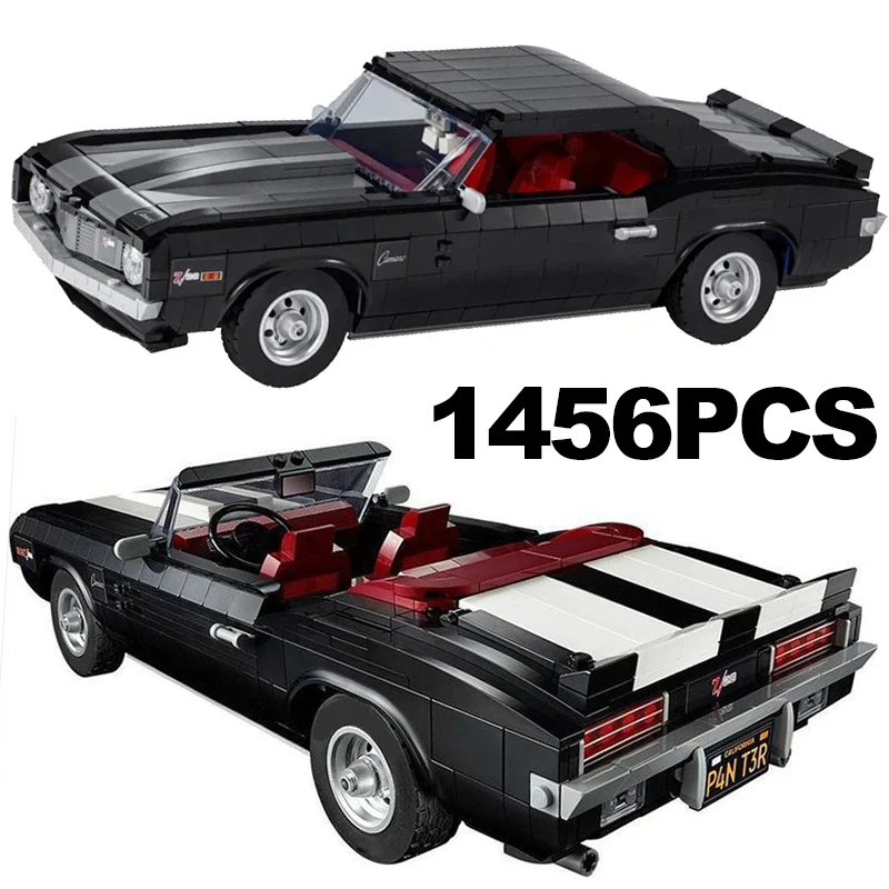 1456PCS Technical Black Vintage 10304 Racing car Competition Muscle Car Assembly Block Boy Toy Christmas And Kids Birthday Gift