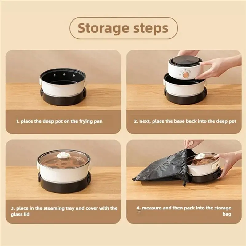 ABXD المنزل السفر طباخ كهربائي وعاء الطبخ طوي هوتبوت 1.6L المحمولة متعددة المواقد سبليت نوع جهاز طهي الأرز مقلاة الاتحاد الأوروبي Pl #5