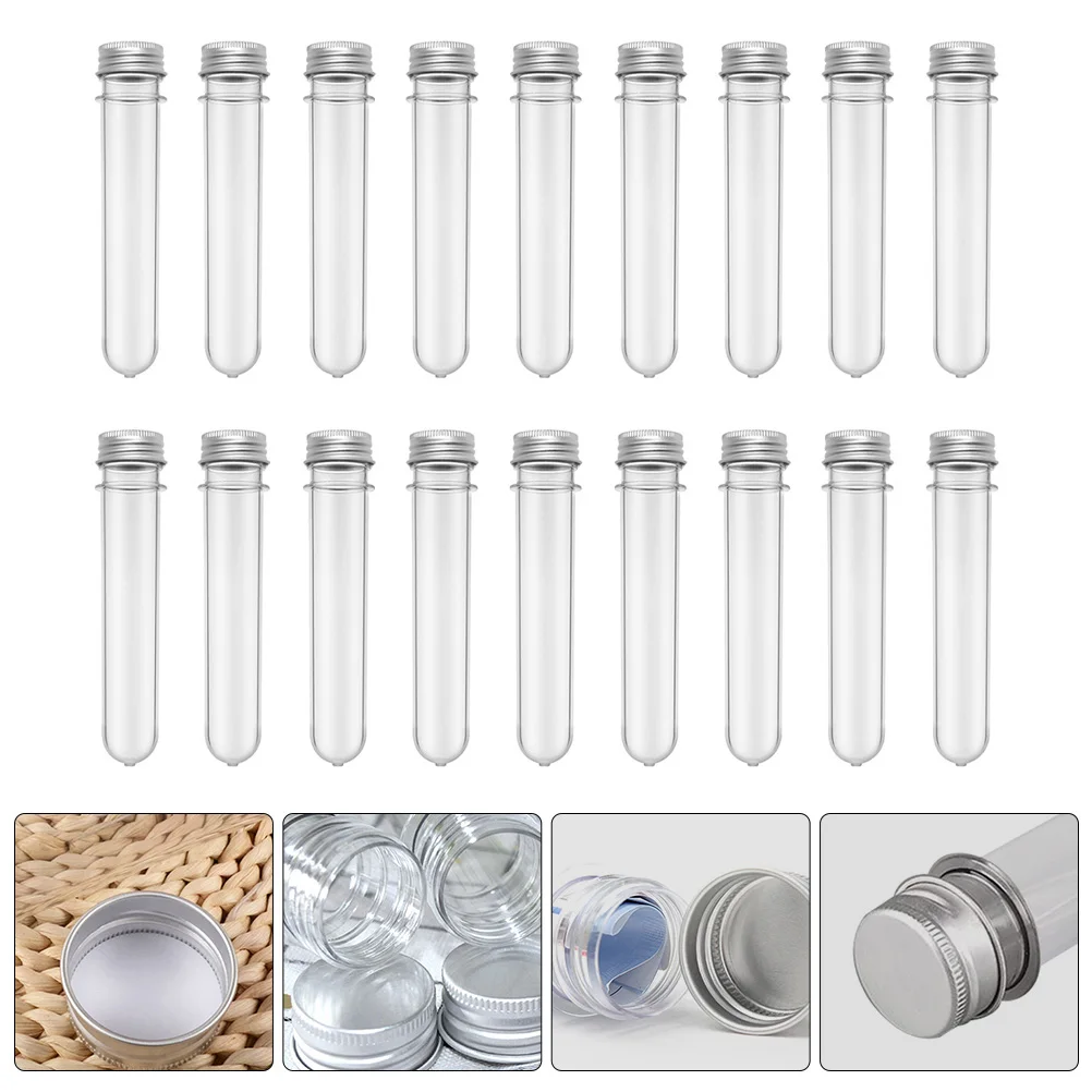 50pcs 45Ml Test Tube Bottles Transparent Portable Storage Tubes For Candy Liquid Samples Multipurpose Pet Plastic Tubes Lab