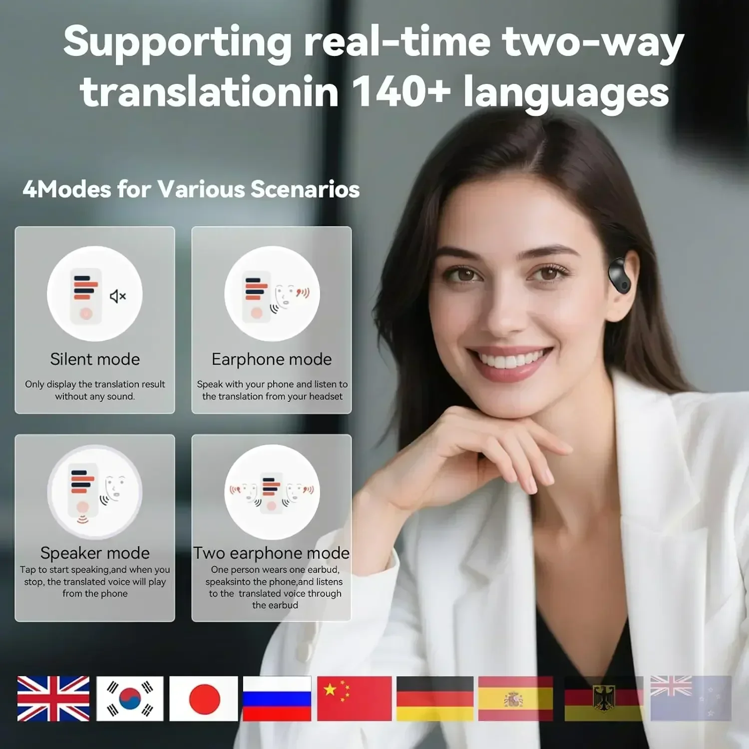 Auriculares inalámbricos de conducción ósea de oído abierto: Bluetooth, deportes, correr, viajes urbanos, reducción de ruido