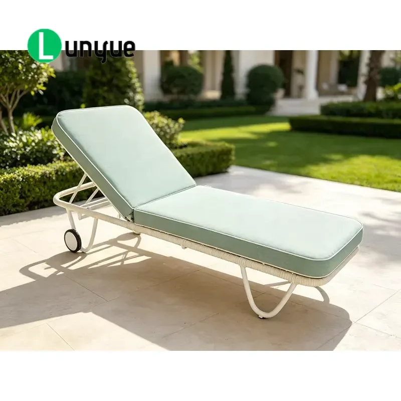 Deluxe Adjustable Outdoor Lounge Chair with Cushion for Poolside Terrace Garden Hotel Furniture Comfortable Relaxing Seating