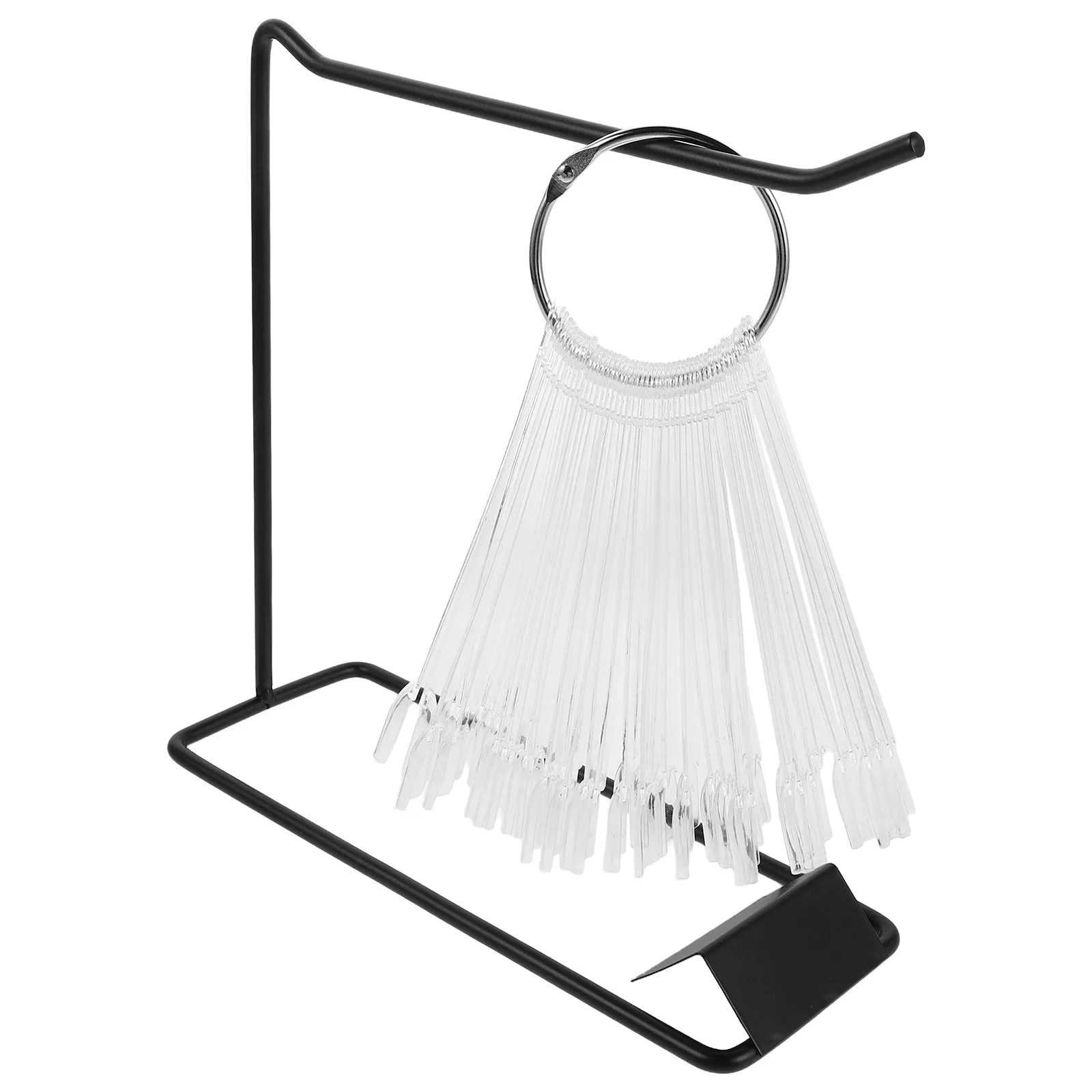 

1Set Professional Fan Shape Nail Art Display Board with Iron Stand Clear Transparent Nail Tips Ring Holder for Salon Color