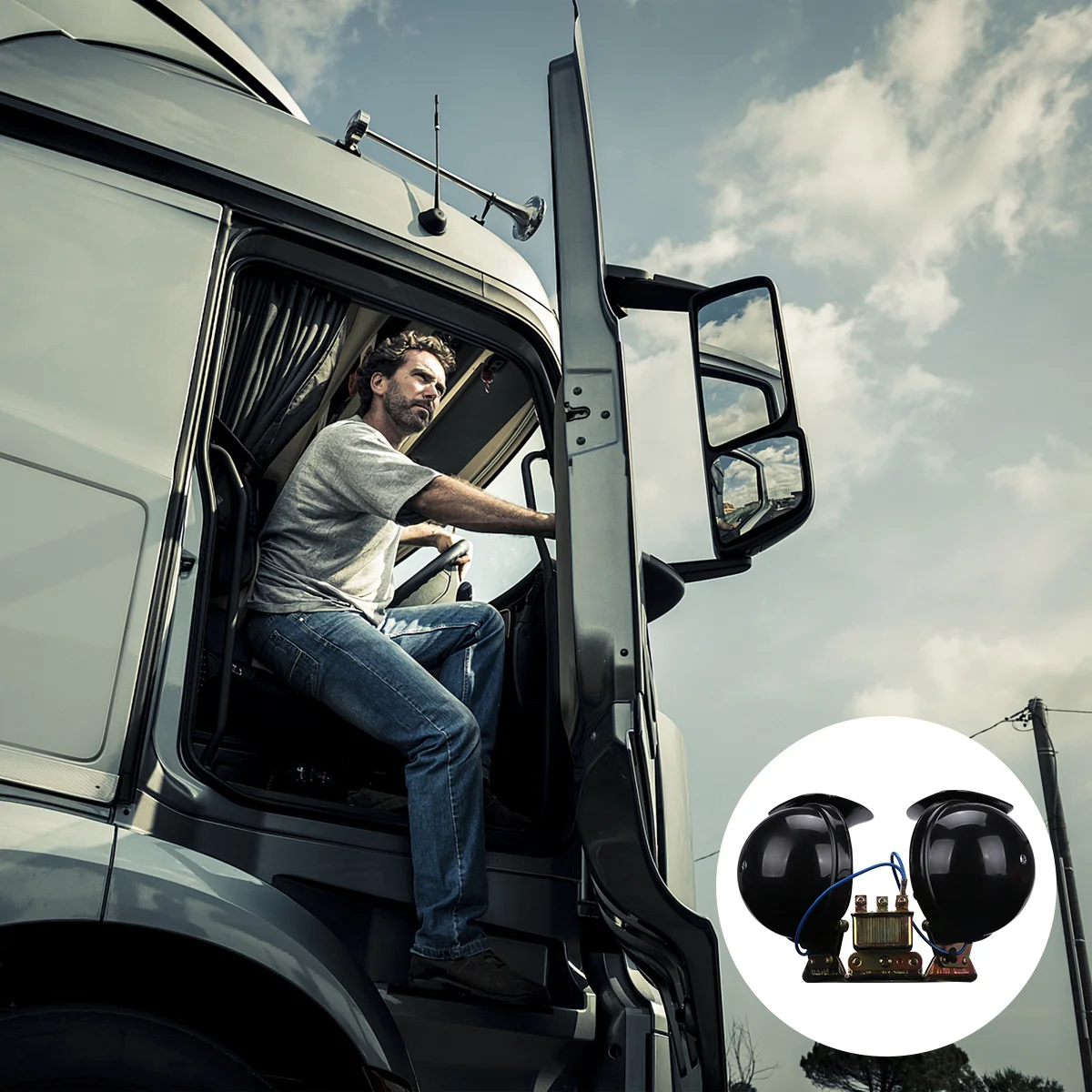 

2pcs 12V Black Big Snail Dual Tone Horns For Truck Car Motorcycle Super Loud Whistle Sound Audio Alarm Speaker System