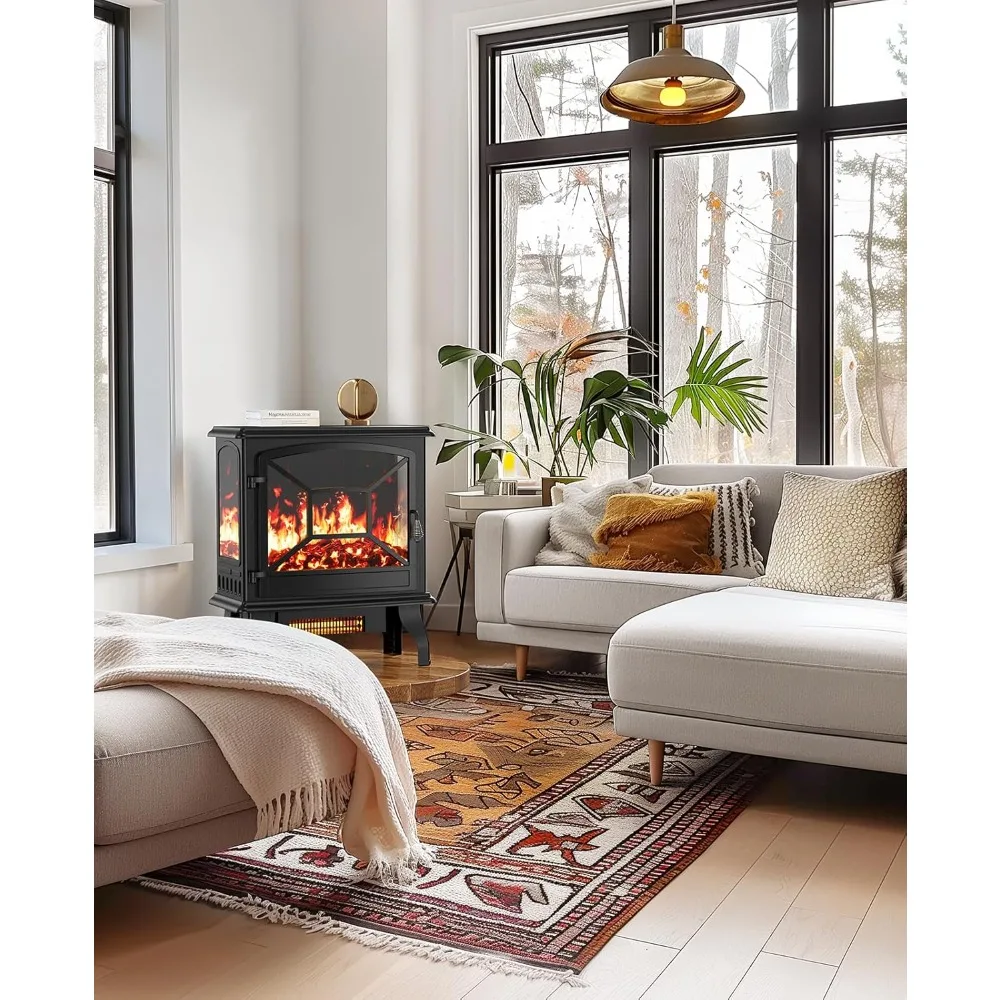 

Electric Fireplace Heater, 5300 BTU Portable Fireplace with App & Remote, Low Noise Electric Fire Place with 5 Brightness