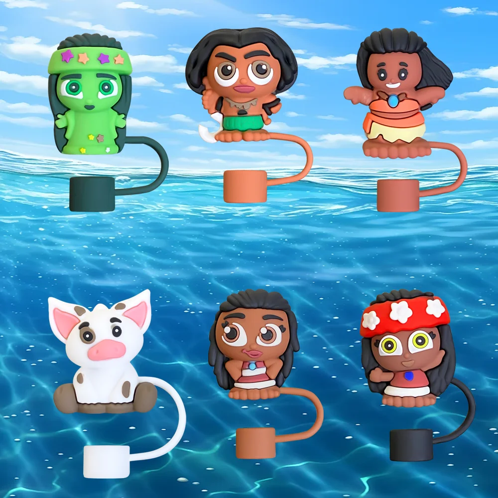 

MINISO 10mm Disney Moana Straw Cover Cap Dust-Proof Reusable Straw Tips Lids for Stanley Cup Leak-proof Dust Proof Straws Cover