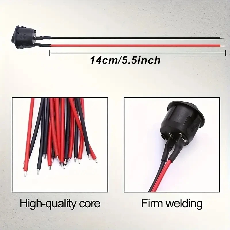 2/5/10-Pack Mini Round Rocker Switch, 20 mm Spst Open/Off 12V Dc Power Supply - Easy to Install, Durable Nylon and Brass Terminal, Including # 187 Wires