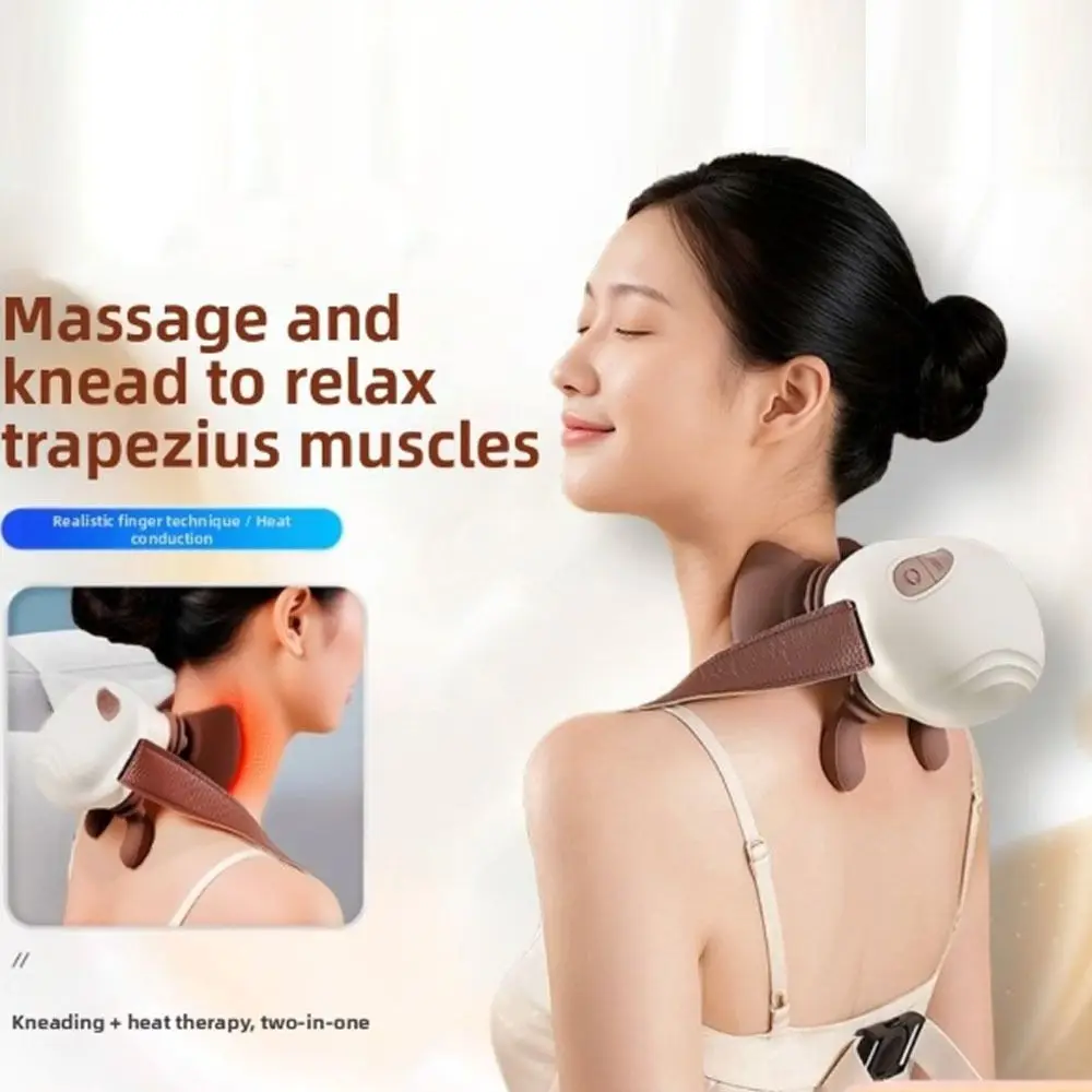 

Deep Tissue Neck Massager Pillow Heated Long Lasting Electric Kneading Massage Pillow Cordless Adjustable Strap