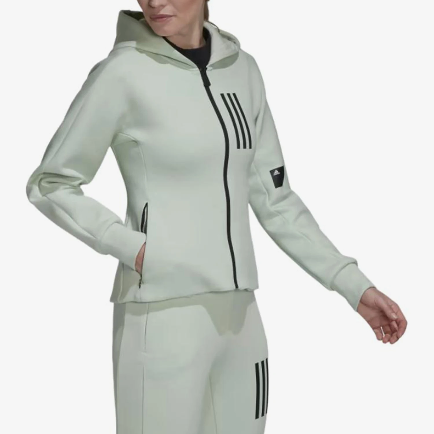 Adidas genuine women's green linen casual comfortable lightweight jacket jacket HC8809