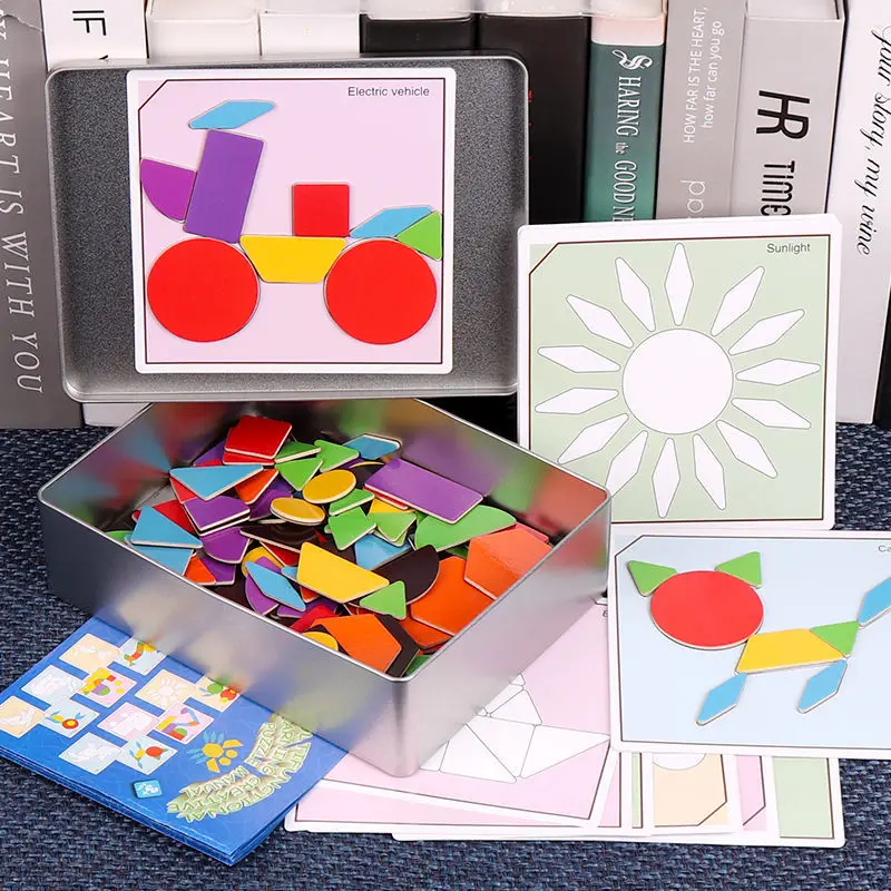 Puzzle Tangram magnético infantil, blocos de construção da educação infantil, brinquedos montados, inteligência jardim de infância meninos e meninas