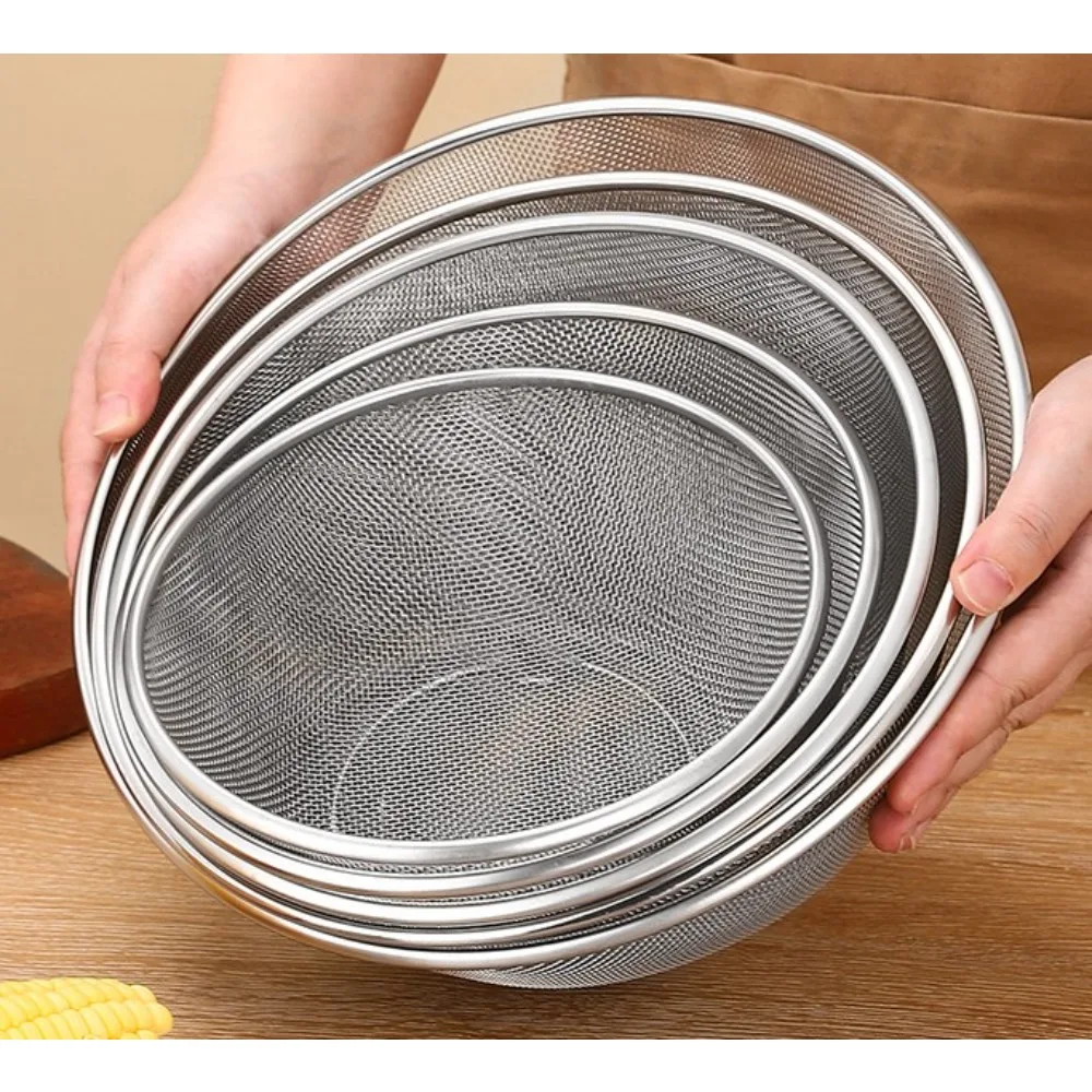 Stainless Steel Mesh Sieve Draining Basket Household Kitchen for Washing Rice Vegetables Fruits Multi Function Easy Clean - Image 5