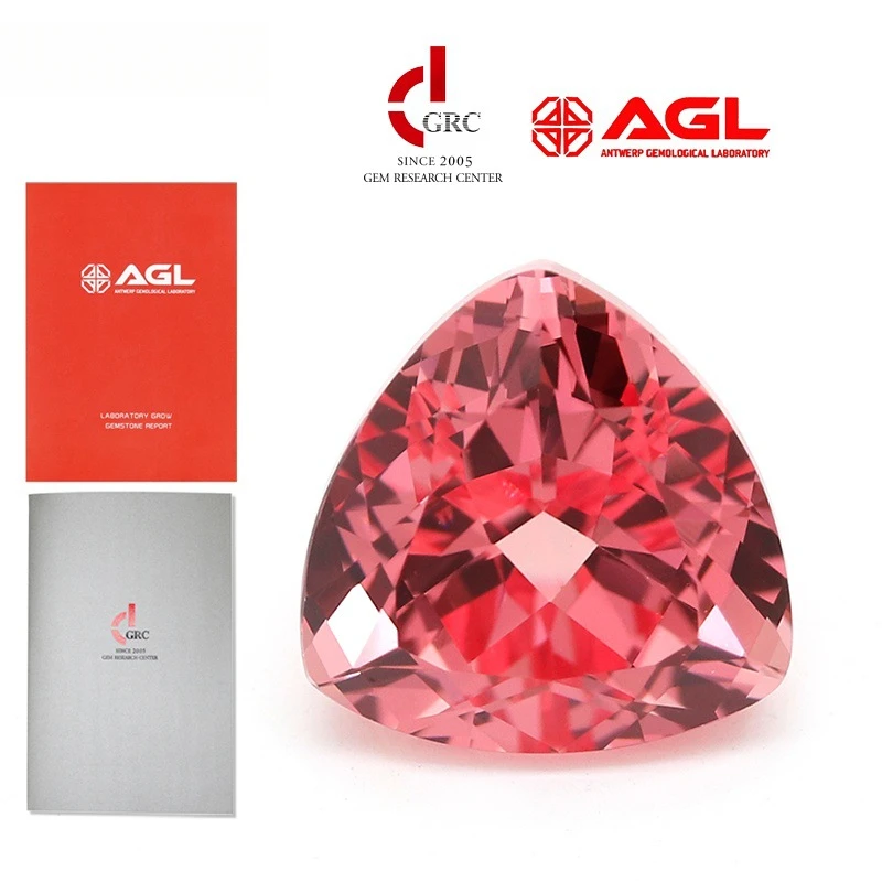 Lab-Grown Padparadscha Sapphire Triangle Cut Loose Stone High Jewelry Factory Supply Wholesale Beads for Jewelry Making