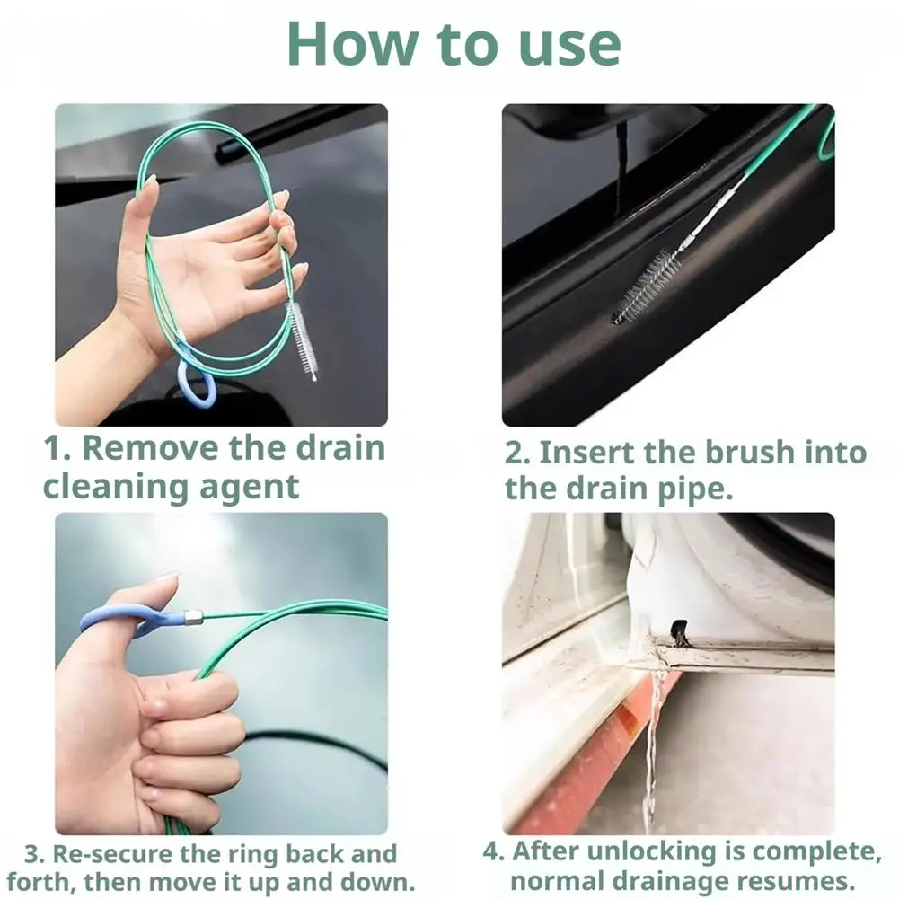 1 Set Auto-Abflussreiniger Reinigungsbürste & Spritzen Ölpumpe mit Schlauch Universelles Auto-Schiebedach-Abflussreinigungsset Lochverstopfungsbürste – Detail 18