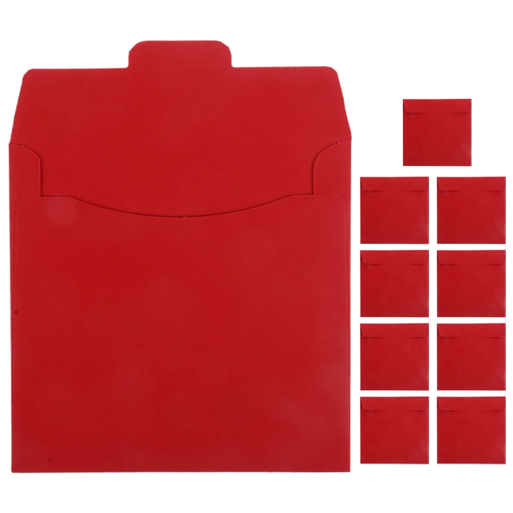 

10Pcs Paper Cd Dvd Sleeves Portable Disc Case Envelope Storage Organizer for Wedding Photos and Advertising Materials Red