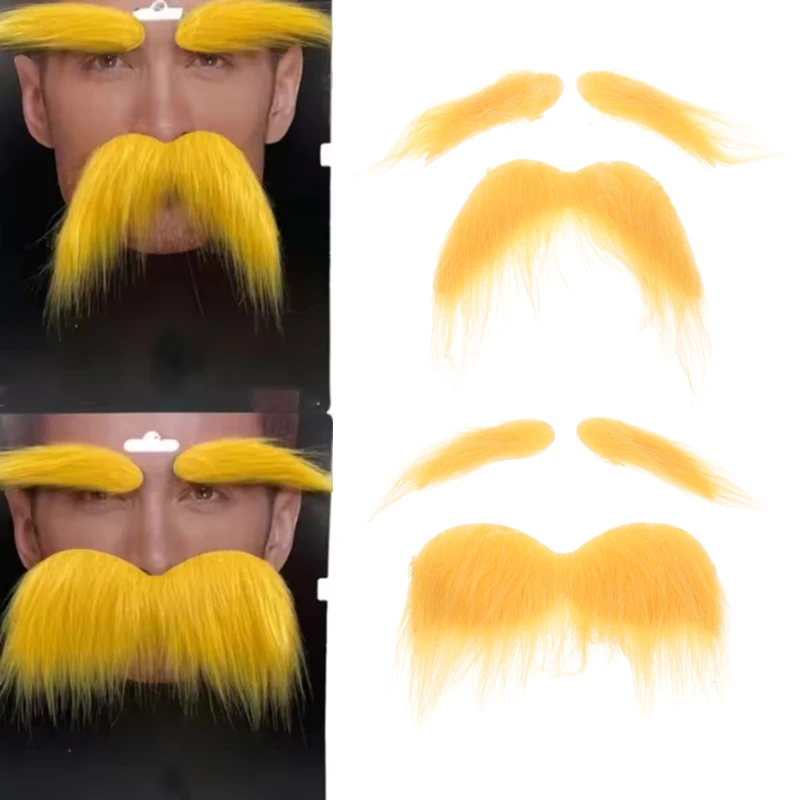 Schnurrbart und Augenbrauen Set selbstklebender Bart Schnurrbart Cosplay Kostüm Zubehör für Kinder Erwachsene Halloween Party Spaß Film Prop