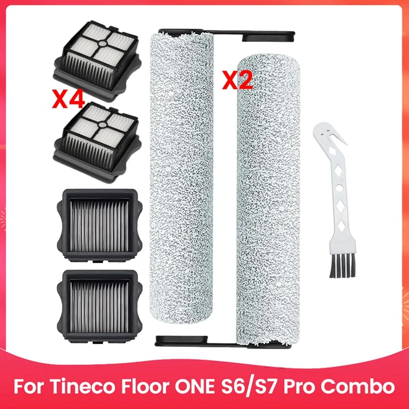 A63X-Brush Roller Replacement And HEPA Vacuum Filter For Tineco Floor ONE S6/S7 Pro Combo Cordless Wet Dry Vacuum Cleaner