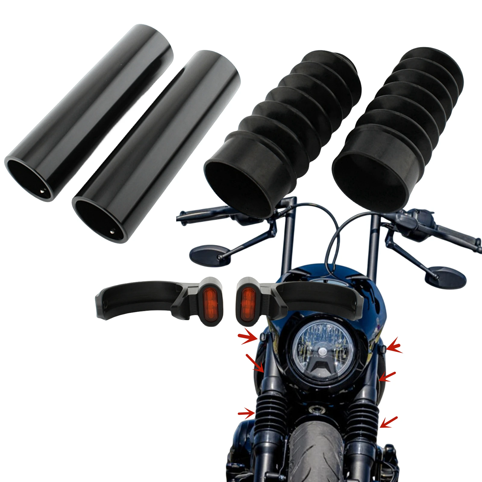 Motorcycle Front Fork Dust Cover Kit with Turn Signal Light For Harley Nightster 975 RH975 2022-2023