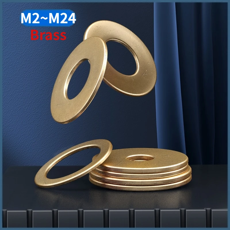 M2 M2.5 M3 M4 M5 M6 M8 M10 M12 M14 M16 M18 M20 M22 M24 Solid Brass Flat Washer Plain Gasket Shim Pad Ring Spacer Circular Meson