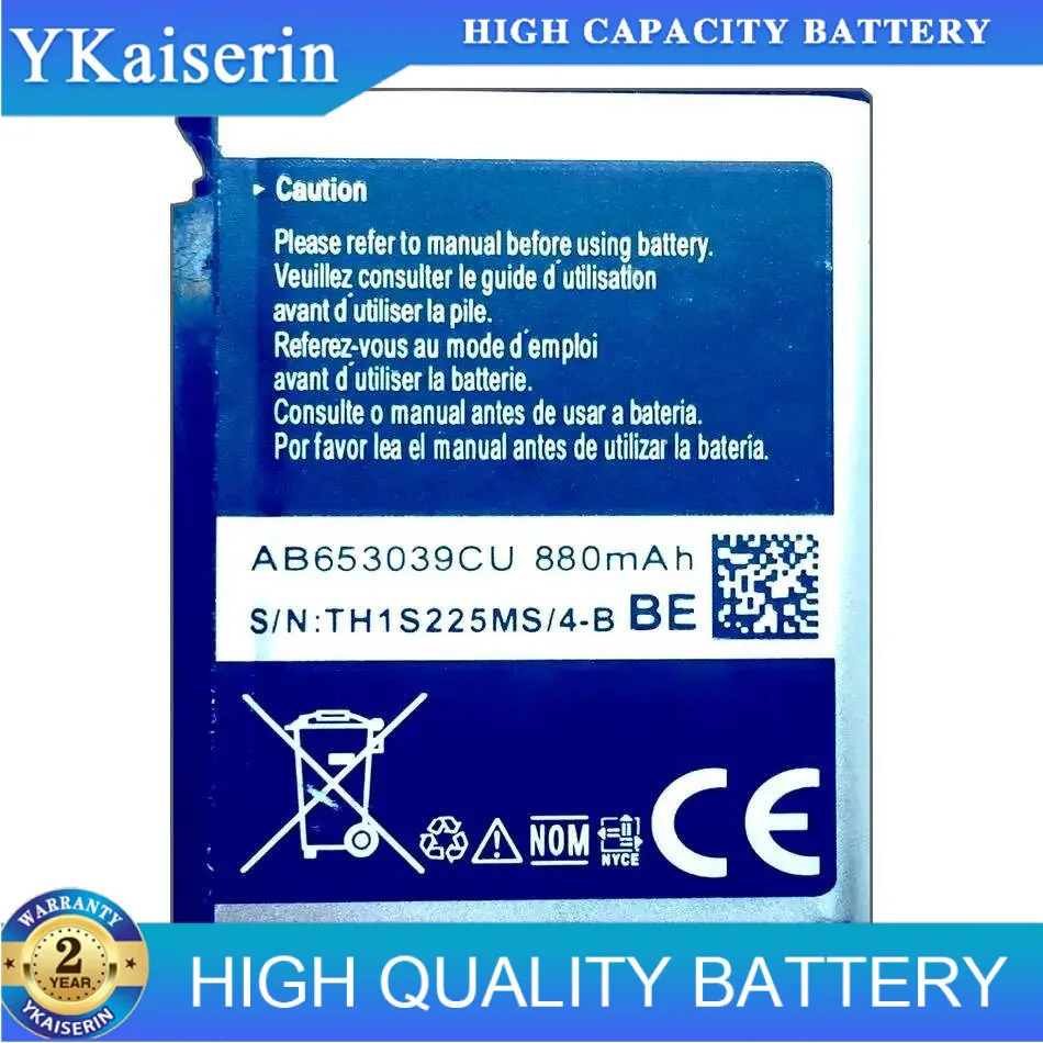 

High-Efficiency For Samsung S7330 F609 E958 U900 U800E AB653039CU 880Mah Mobile Phone Battery
