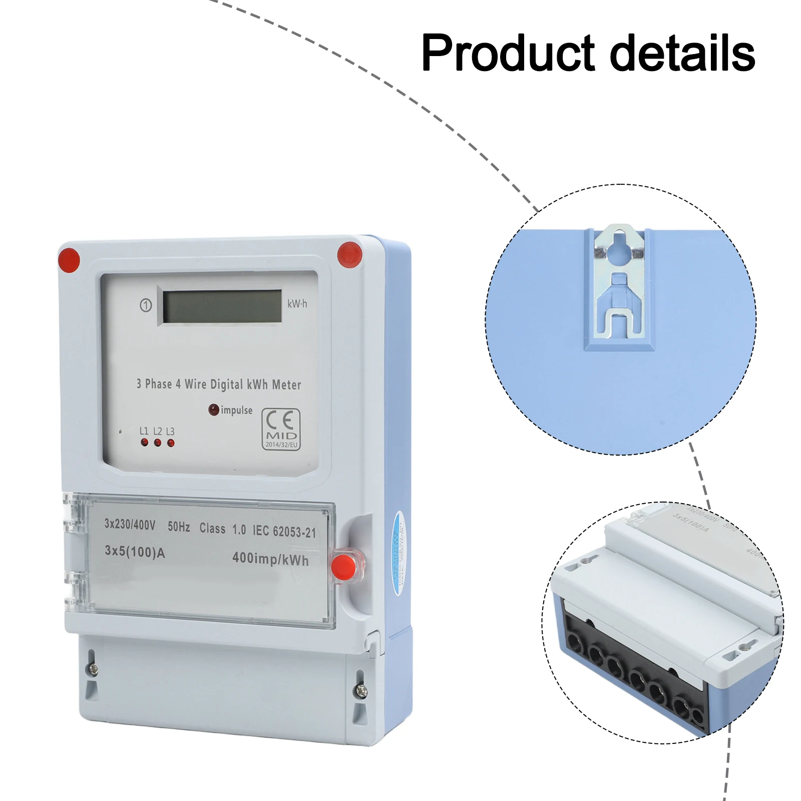 Home Energy Monitoring Three Phase Meter Residential Energy Consumption Meter Three-Phase Measurement 100A Capacity