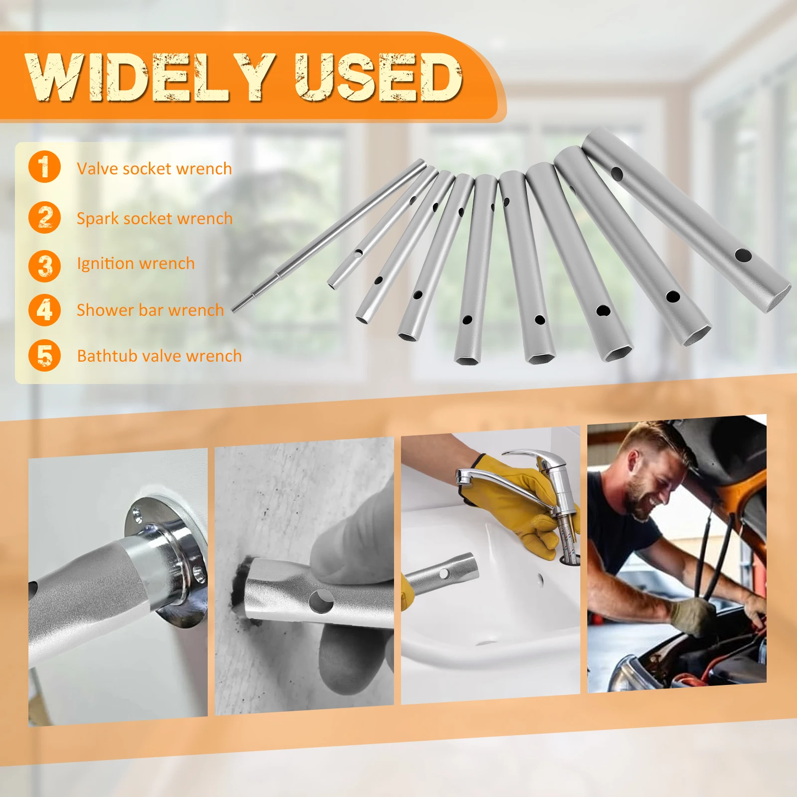 دش صمام مفتاح بانة السباكين المفك مزدوجة نهاية أنبوبي مفتاح بانة لإزالة شمعات الإشعال وتركيب الصنبور #3