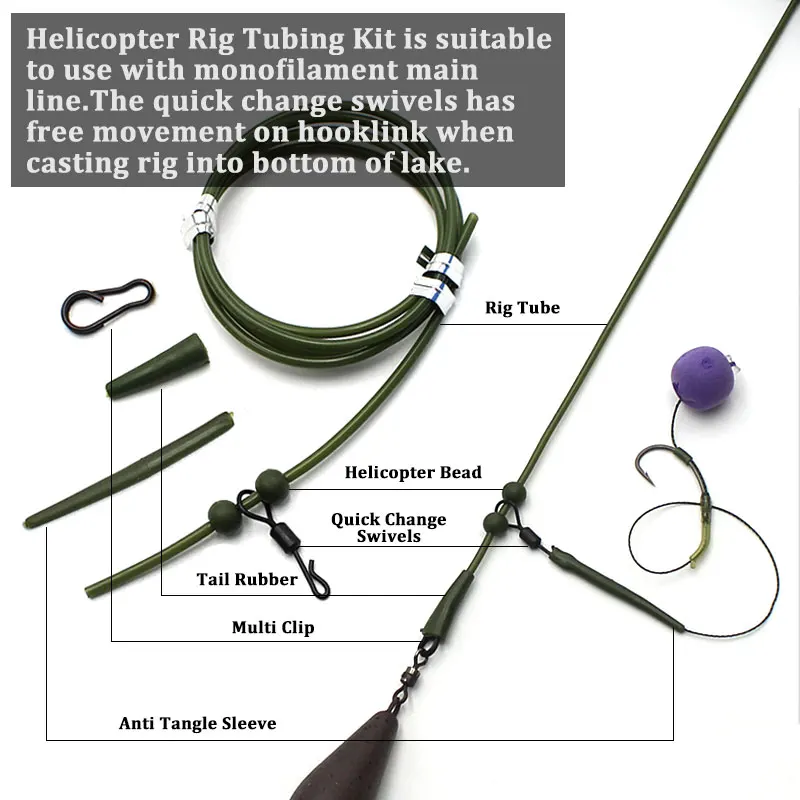 Carp Fishing Equipment Fishline Fishing Accessories Kit Rig Quick Change Swivels Carp Tackle Set Tubing Anti Tangle Ronnie Rigs