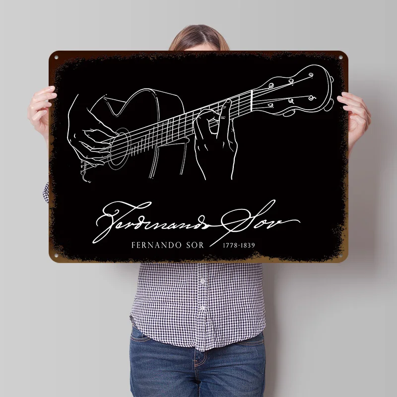 Fernando Sor Guitar Poster Customized Vintage Metal Signs Wall Art Retro Tin Plaque for Modern Home Decoration Ornaments House