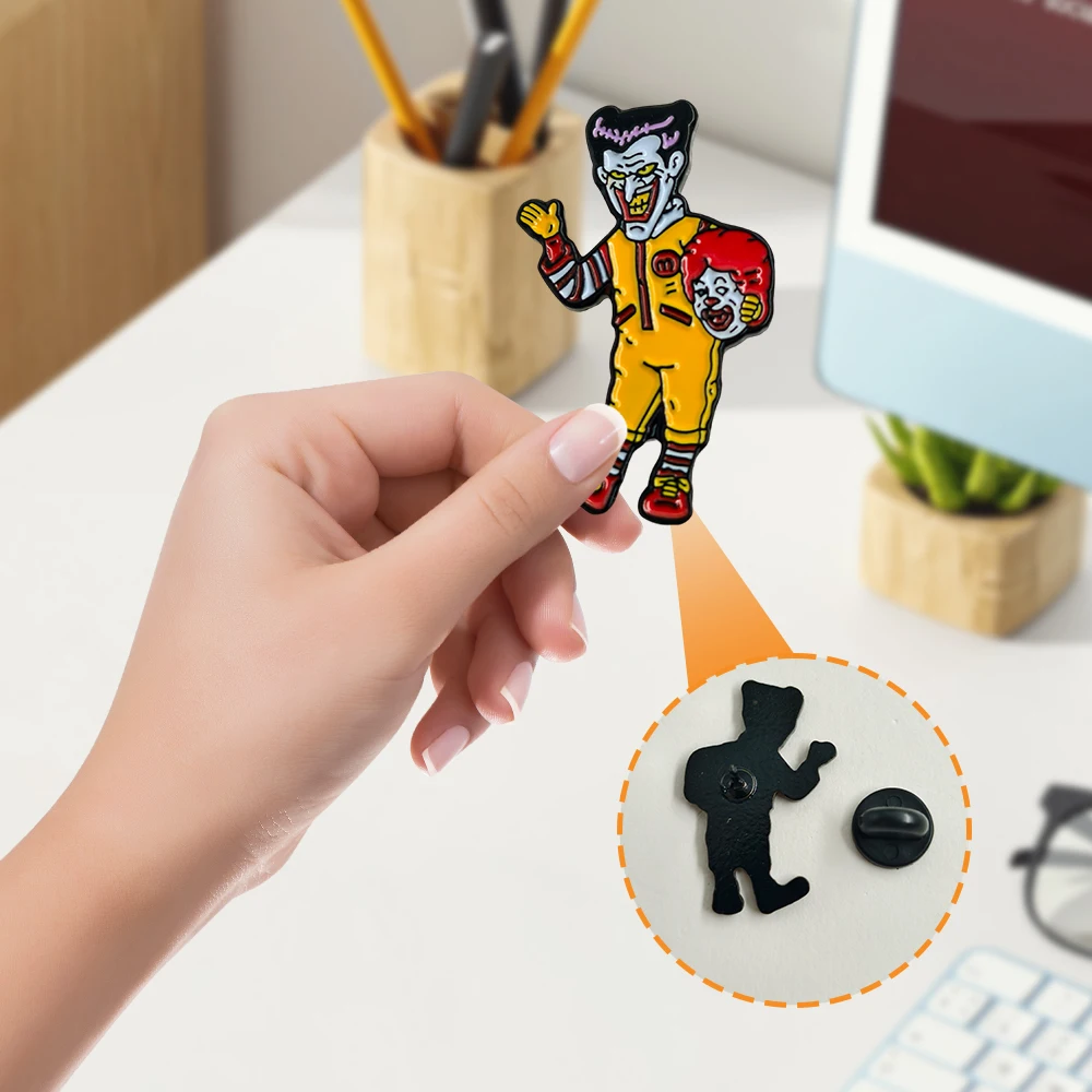 Cartoon Anime Funny Clown Enamel Pin Metal Brooch Backpack Clothing Badge Accessories Halloween Gift