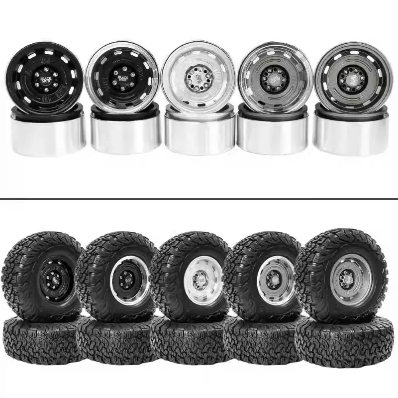 2.2-inch Black Mud Retro Wheel Hub Tire for 1/10 RC Crawler Car AXIAL SCX10 II  90046 Traxxas TRX4 Defender Bronco Accessories