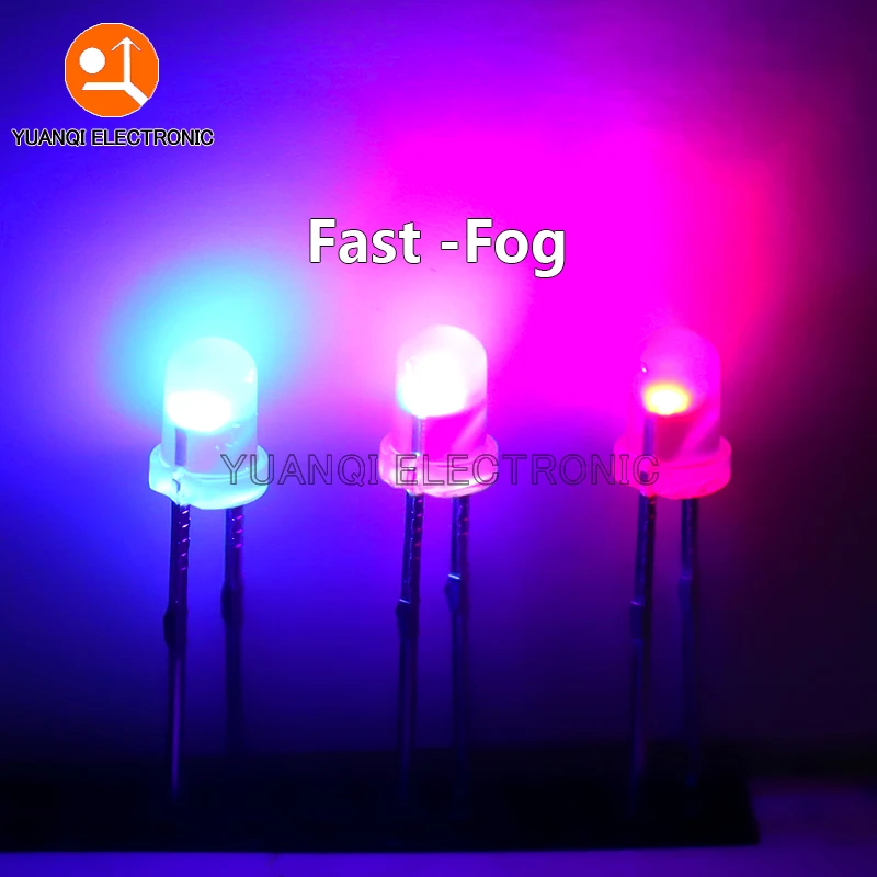 50pcs F3 3mm Fast / Slow RGB Flash Red Green Blue Rainbow Multi Color Light Emitting Diode Round LED Full Color DIY