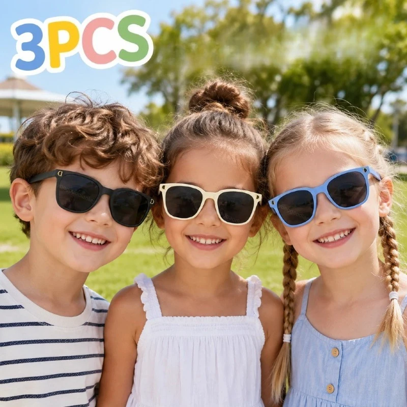3Pcs Kids Fashion Glasses Random Mixed Colors, Party Photo Props for Boys Girls Summer Daily & Gift