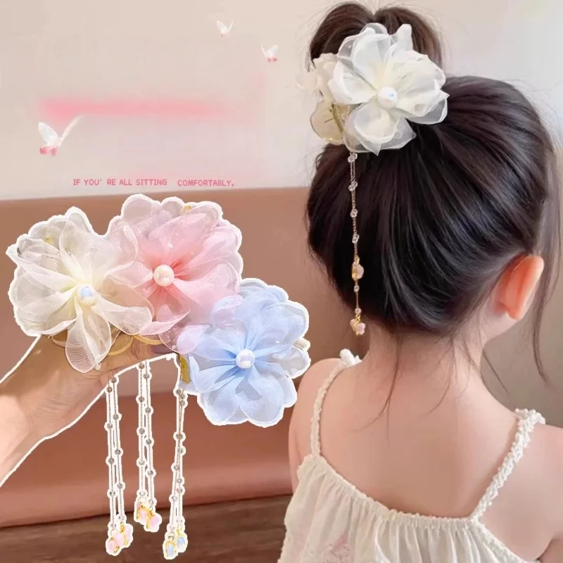 

Kids Sunflower Hair Claw with Tassel Chain Summer Girls Bun Hair Pins and Clips Hairaccessories accesorios para el cabello