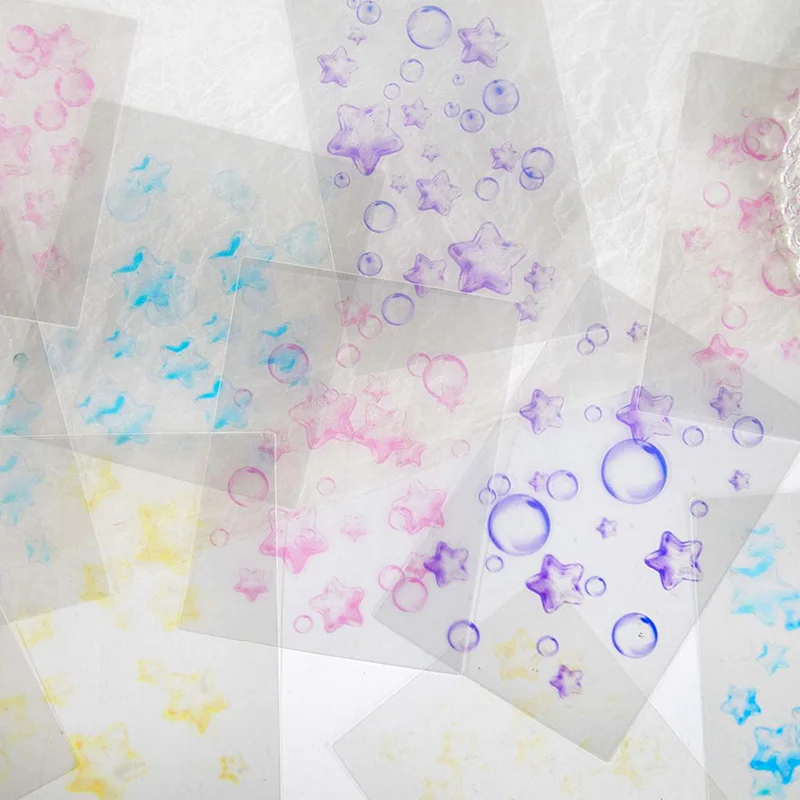Card Lover 30 Pcs [Light Round Fantasy Collection] PET Starry Dotted Light Butterfly Dancing Light Journal Background Stickers