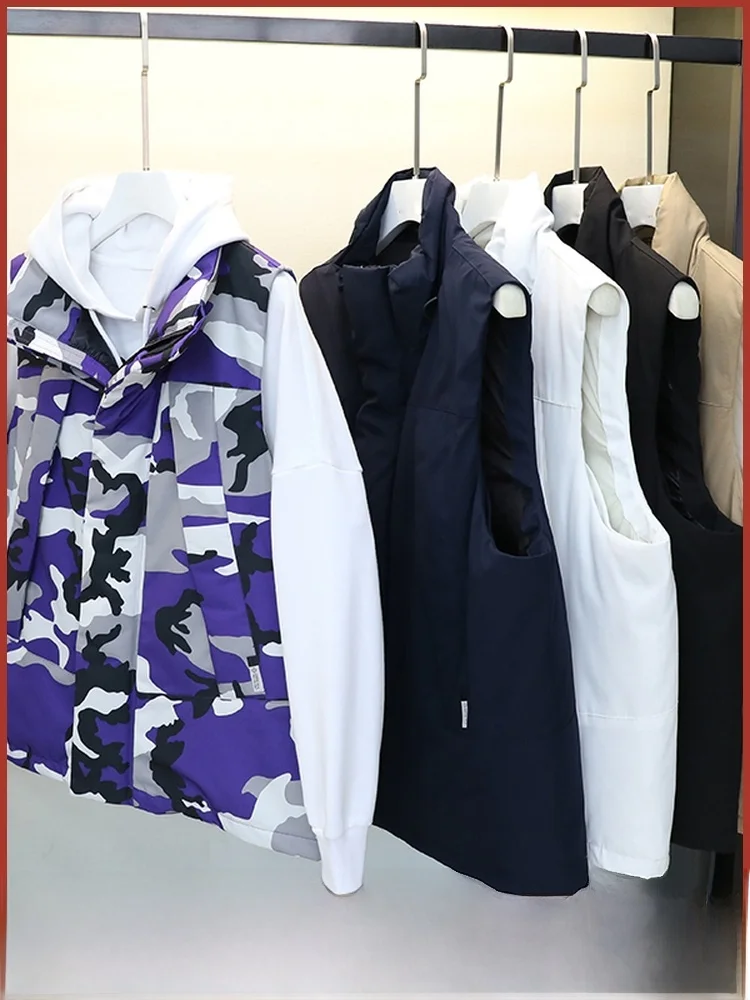 

Outdoor Men's Casual Stand Collar down Vest Windproof Waterproof Faionable Autumn Winter Warm Du Feather Padded Vest