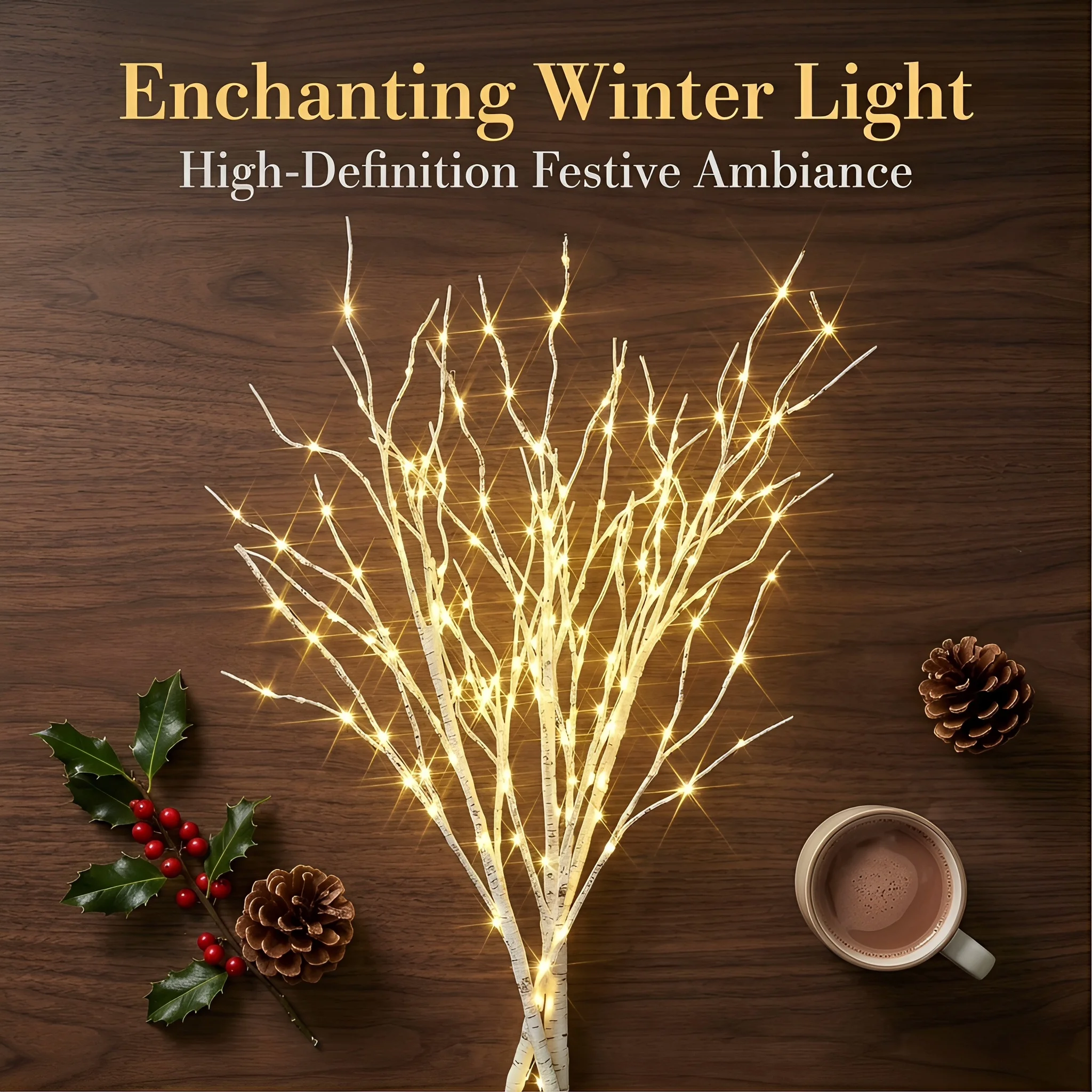 1pc White Birch Branch Lights Battery Operated 20 LED 72CM Fairy Lights Lighted Willow Branches for Home Bedroom Fireplace Insid