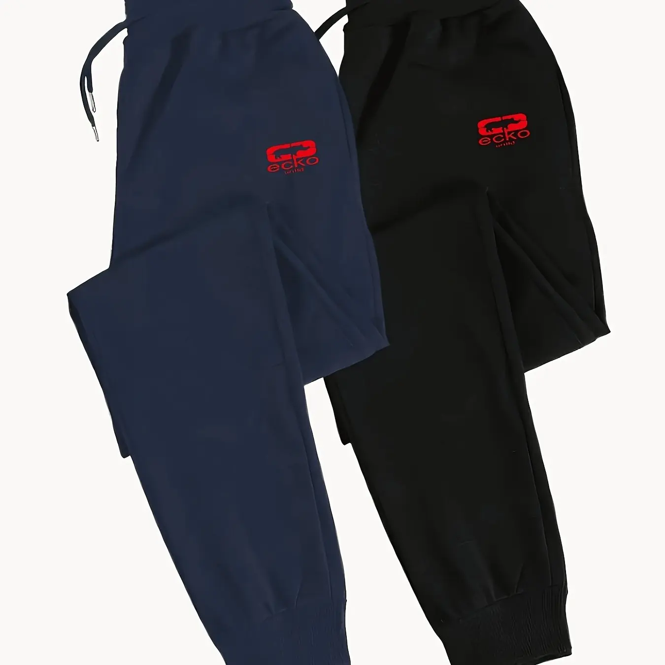 Paquete de 2 Pantalones Deportivos Casuales para Hombre ECKO, Pantalones de Chándal Rojos con Estampado Gráfico, Cintura Elástica, Tobillos con Puño, Ropa Urbana para Fitness y Running