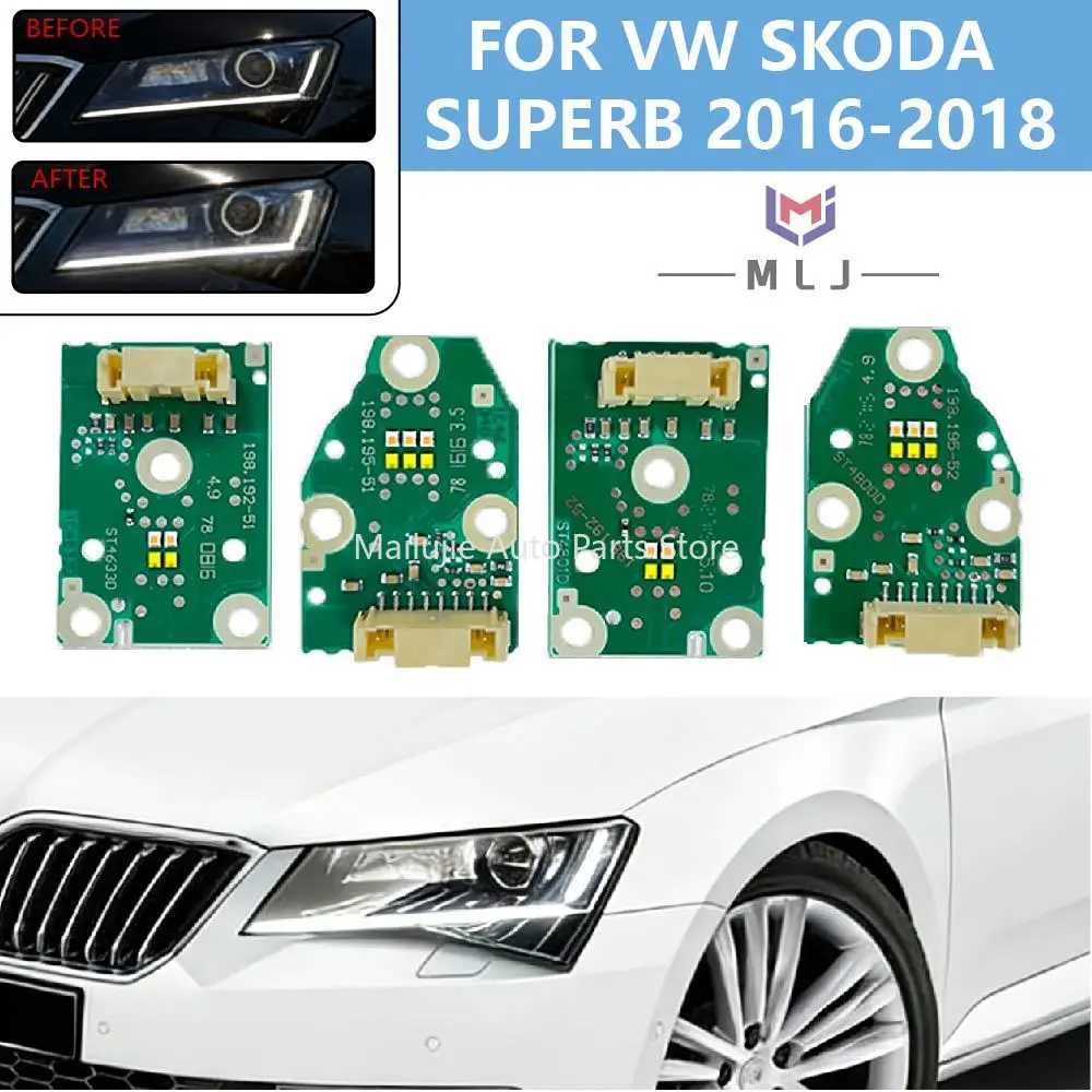 Image of Weiße Scheinwerfer-Tagfahrlicht-LED-Platinen Angel Eyes DRL für Volkswagen VW SKODA SUPERB 2016-2018 198.195-51 198.192-51