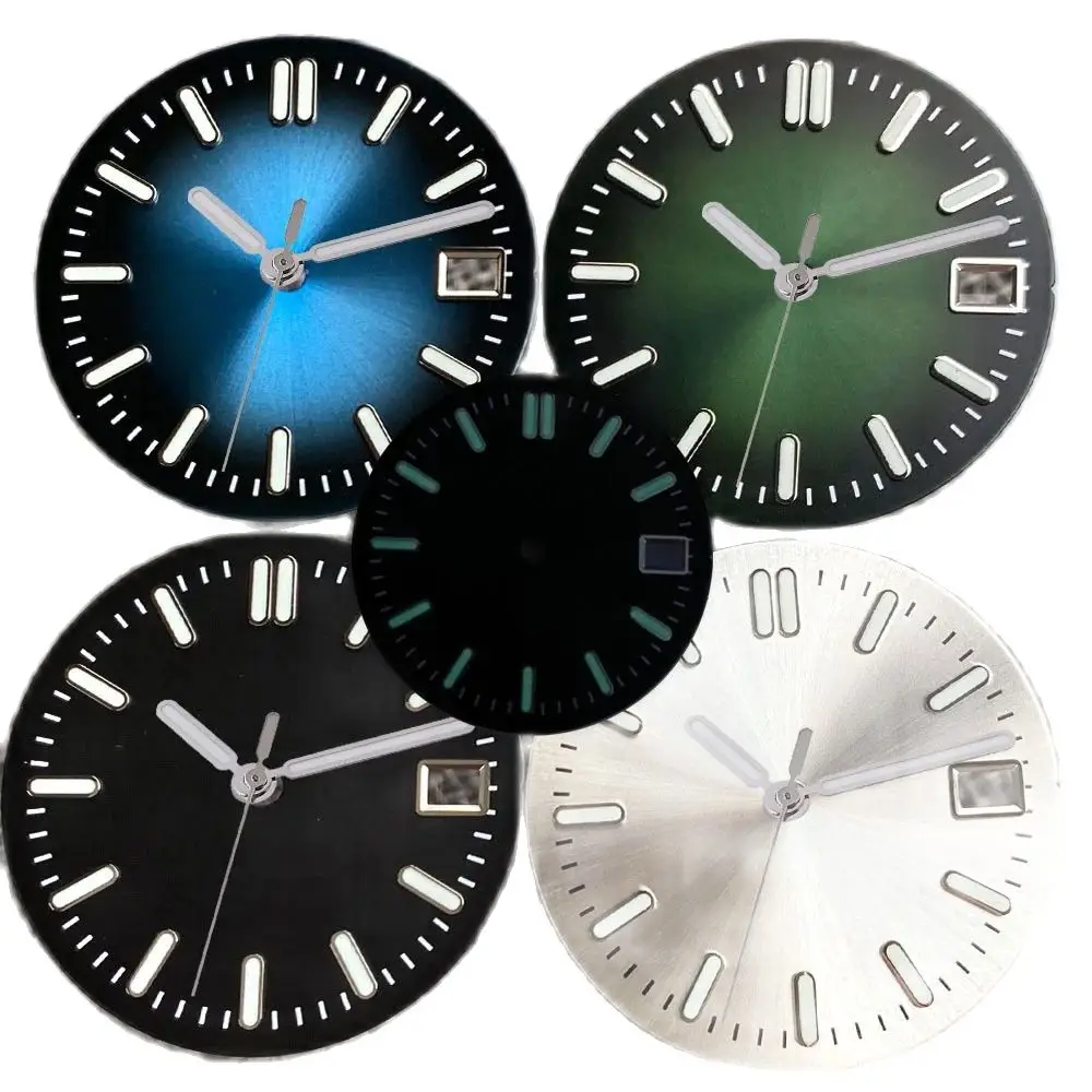 

Fit for NH35 NH36 Movement 29mm Sunburst Watch Dial Face Accessories Green Luminous Hands Date Window Black White Blue Green