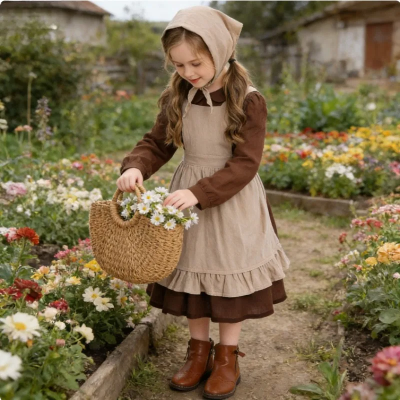 

Костюм горничной для детей, наряд для театральных постановок, платье фермерского прислужника, простой бедный стиль, милый образ