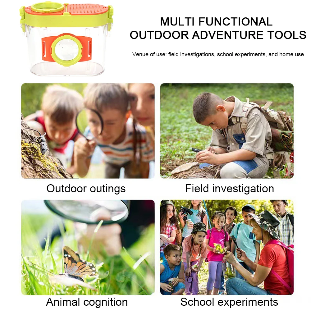 Magnifying Glass Small Outdoor Insect Box with Tweezers Insect Collection Kit for Boys Girls Nature Exploration